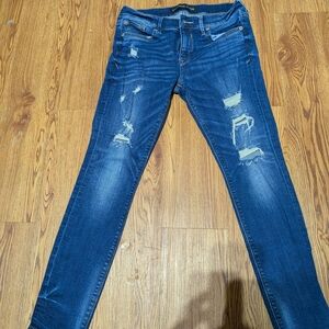 Express Women's Skinny Jeans - Dark Blue